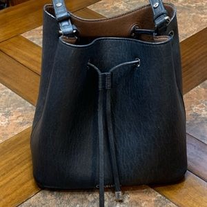 Calvin Klein Black Leather Drawstring Bag